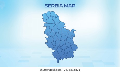 Blue detailed map of Serbia with States administrative divisions. Political Serbia map vector illustration.