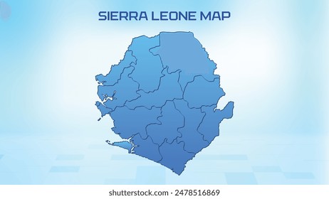 Blaue detaillierte Karte von Sierra Leone mit Staaten administrative Abteilungen. In: Political Sierra Leone Map Vektorillustration.