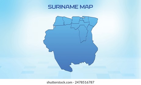 Blue detailed map of Suriname with States administrative divisions. Political Suriname map vector illustration.