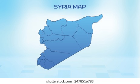 Blue detailed map of Syria with States administrative divisions. Political Syria map vector illustration.