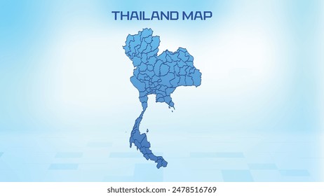 Blue detailed map of Thailand with States administrative divisions. Political Thailand map vector illustration.