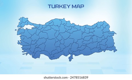 Blue detailed map of Turkey with States administrative divisions. Political Turkey map vector illustration.