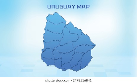 Blue detailed map of Uruguay with States administrative divisions. Political Uruguay map vector illustration.