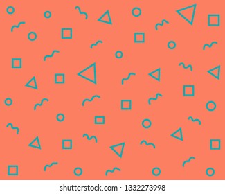 blue details on an orange background, geometric print for textiles, hoodies, printing, screensaver, design element