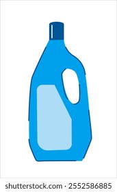 Blue Detergent Bottle Illustration. Essential Cleaning Tools for Household.