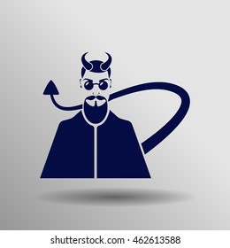 blue Devil Icon button logo symbol concept high quality on the gray background