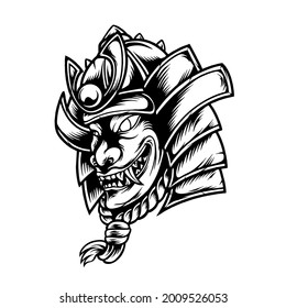 Blue Devil Samurai Japan Silhouette Illustration for your business or merchandise