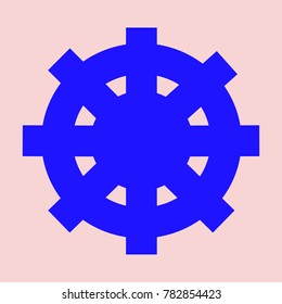 Blue Dharma Wheel on Pink Background