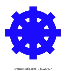 Blue Dharma Wheel on White Background