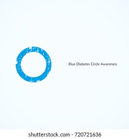 Blue Diabetes Circle Awareness. Painted. Isolated icon.