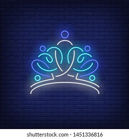 Blue diadem neon sign. Authority, wealth, luxury design. Night bright neon sign, colorful billboard, light banner. Vector illustration in neon style.
