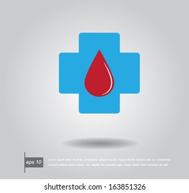 Blue diagnostics button Medical and drop blood vector icon