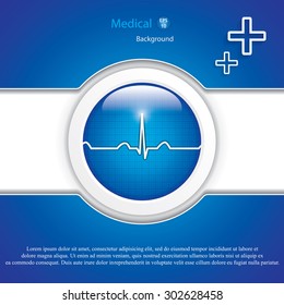Blue diagnostics button.Medical vector