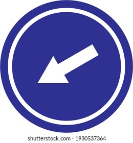 Blue Diagonal Arrow Sign Left. Diagonal Downward Arrow Right Sign. Vector illustration