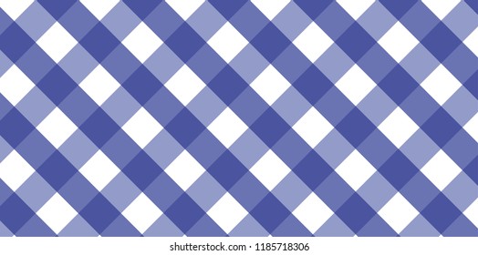 Blue diagonal Gingham pattern. Texture from rhombus/squares for - plaid, tablecloths, clothes, shirts, dresses, paper, bedding, blankets, quilts and other textile products.