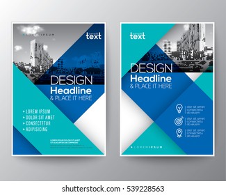 Blue diagonal line Brochure annual report cover Flyer Poster design Layout vector template in A4 size