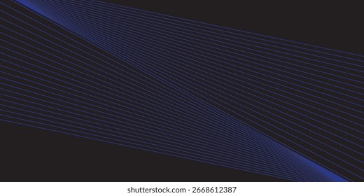 Onda de linha diagonal azul — Linhas vetoriais abstratas no plano de fundo escuro