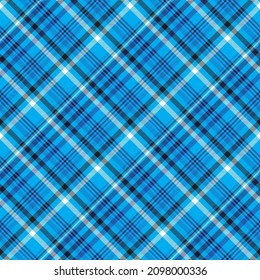 Blue Diagonal Plaid Tartan textured Seamless pattern design suitable for fashion textiles and graphics