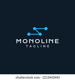 Abstraktes Logo-Design mit blauer diagonaler Gerade.