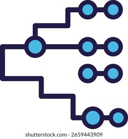 A blue diagram shows a central node branching into three paths, each leading to paired nodes.