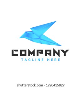 blue diamond bird logo looks modern and simple. suitable for brand logos related to birds and diamonds