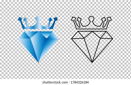 Dirombo azul con conjunto de corona diseño vectorial con fondo transparente