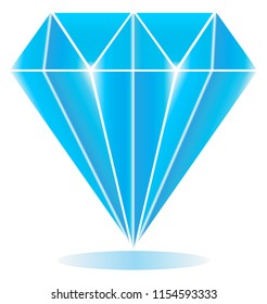 Blue diamond design. Vector Illustration of jewelry icon with white background.