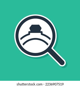 Icono del anillo de compromiso del diamante azul aislado en fondo verde.  Vector