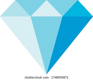 Blue diamond in a flat style. Gem, diamond or diamond on a white background.