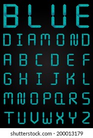 Blue diamond font set modern style.