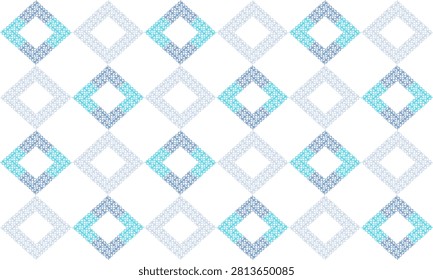 blue diamond frame repeat  in checkerboard pattern, replete image design for fabric printing patter