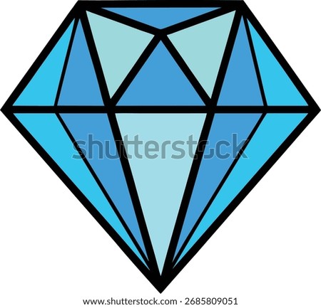 Blue diamond gemstone icon Vector Graphic