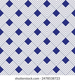 Blue Diamond geometric seamless pattern background and fabric 