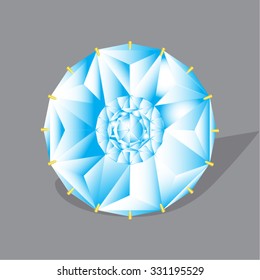 Blue diamond in gold cast.