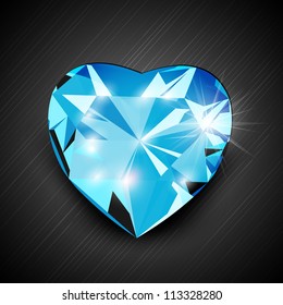 Blue diamond in heart shape. EPS 10.