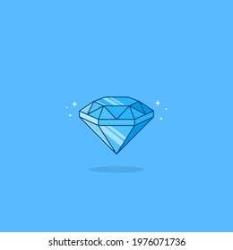 Blue Diamond Icon Illustration. Flat Vector  Icon.