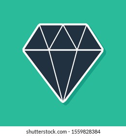 Blue Diamond icon isolated on green background. Jewelry symbol. Gem stone.  Vector Illustration