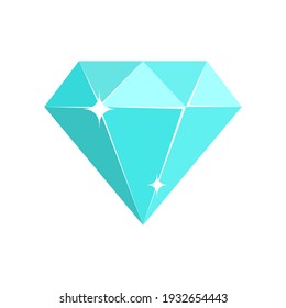 Blue diamond icon. Diamond stone isolated on white background. Gemstone and crystal, precious glass elements. Template design for corporate business logo, jewerely store, mobile or web app. Vector - Powered by Shutterstock - Get 15% off with code: PIKWIZARD15