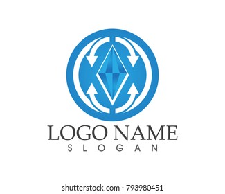 Blue diamond logo design template