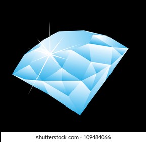 Blue diamond on black background, vector illustration