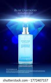 Blue diamond perfume ads for men illustration