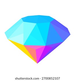 Diamante azul de polígonos sobre fondo blanco