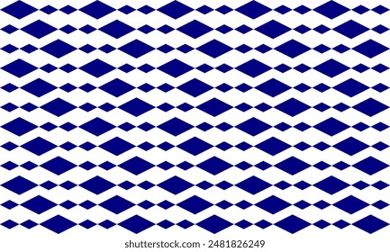blue diamond repeat horizontal strip pattern, replete image design for fabric printing, row rhombus patter