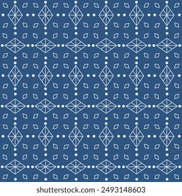 Patrón Inconsútil De Diamante Azul, Patrón Inconsútil Gráfico De Antiguas, Azulejo De Índigo Moderno, Impresión Geométrica Sin Costura De La Tela, Cuadrícula Geométrica, Tela, Ilustración De Arte.