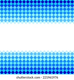Blue diamond shape mosaic striped geometric seamless frame banner, vector