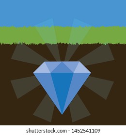Blue Diamond in soil under ground