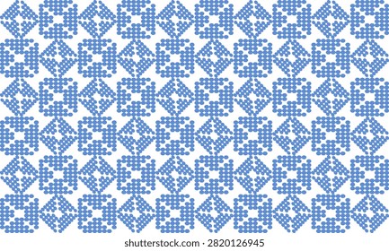 blue diamond and square block from dot repeat  in checkerboard pattern, replete image design for fabric printing patter, dot pattern