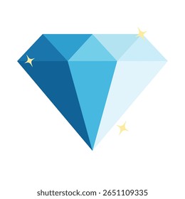 Blue diamond vector icon isolated on white background
