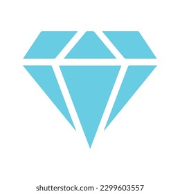 Ein blauer Diamant mit weißem Hintergrund. Diamant-Icon-Illustration