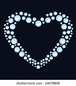 Blue diamonds heart vector